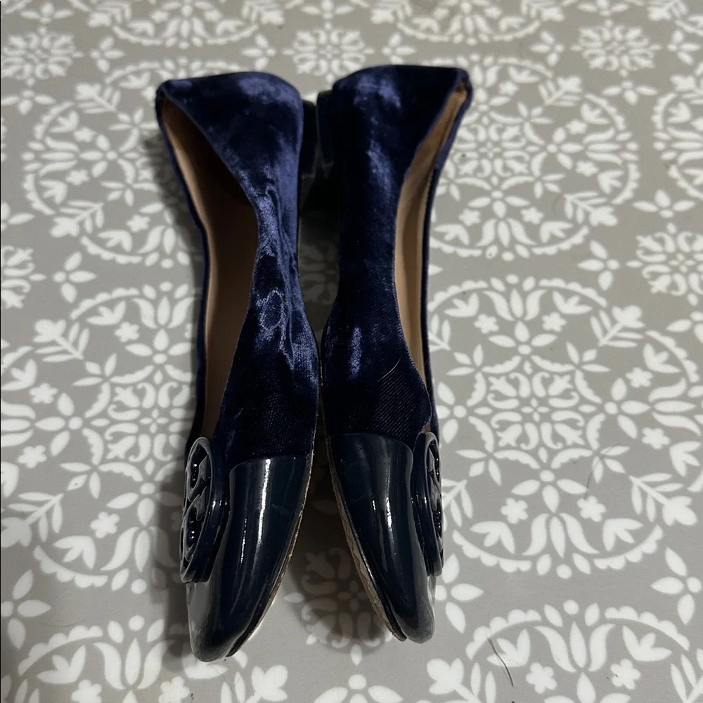 Tory Burch Navy Blue Velvet Women's Flats